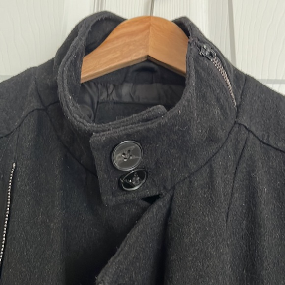 $20/2 Black Jacket Trench Coat Asymmetrical Opening unisex - Picture 6 of 12